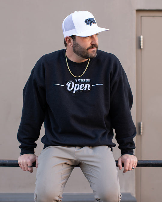 Black Waterbury Open Crewneck Sweatshirt