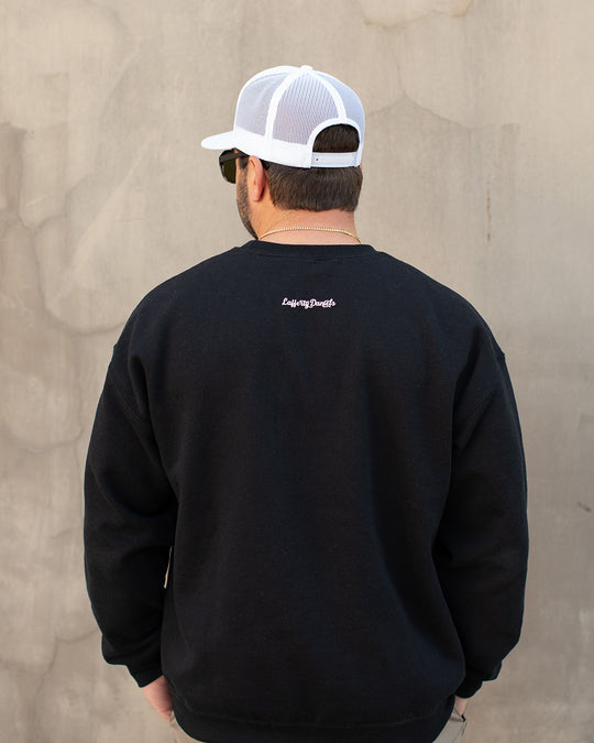 Black Waterbury Open Crewneck Sweatshirt