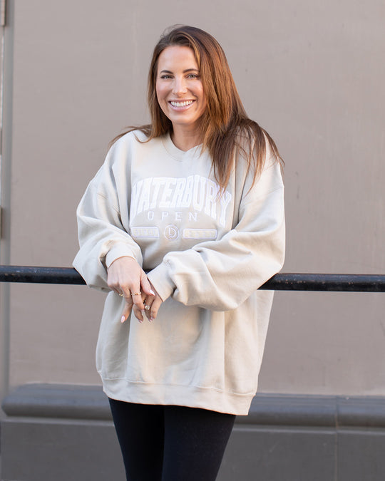 Tan Waterbury Open Crewneck Sweatshirt